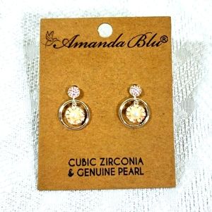 Pearl and CZ earrings Amanda Blu NWT